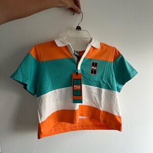 Fila Women's Crop Top - Orange, Teal, White
